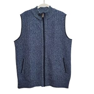 HoWon Mens Cashmere Blend Blue Sleeveless Zip-Up Sweater Vest Size XL
